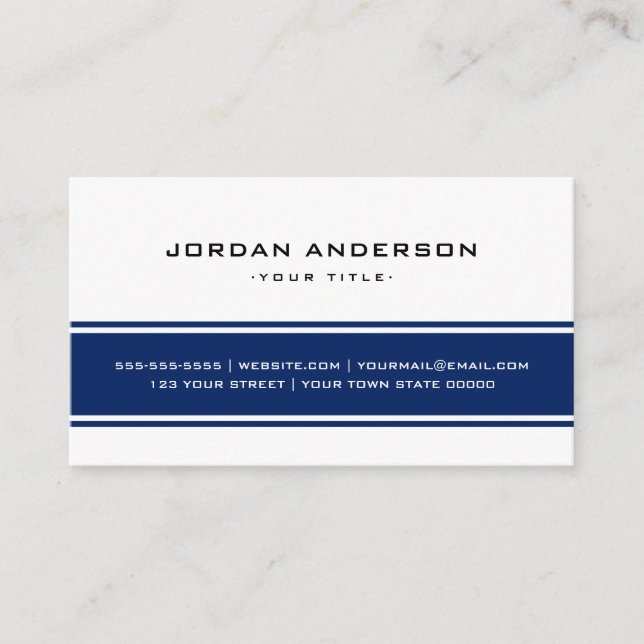Tarjeta De Visita Logo personalizado profesional en blanco y azul os (Anverso)
