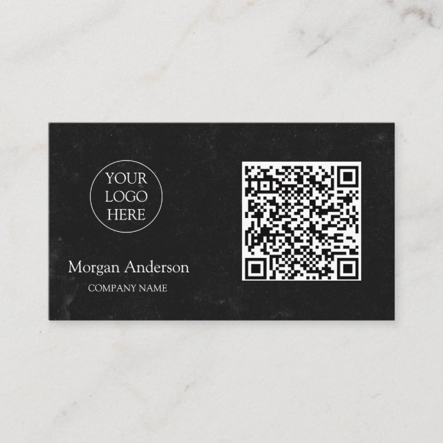 Tarjeta De Visita Logo profesional de código QR profesional negro (Anverso)