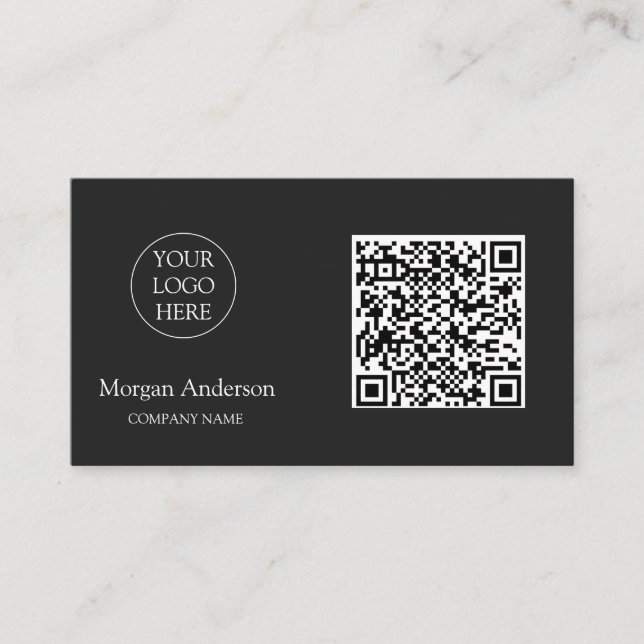 Tarjeta De Visita Logo profesional de código QR profesional negro (Anverso)