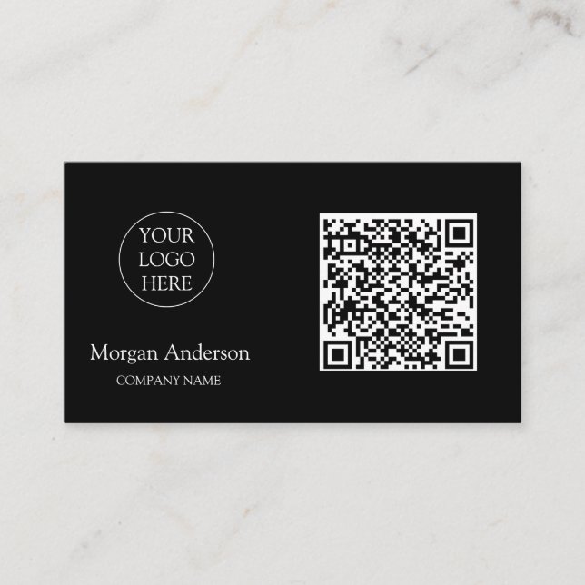 Tarjeta De Visita Logo profesional de código QR profesional negro (Anverso)