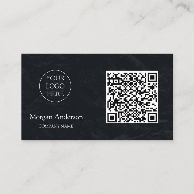 Tarjeta De Visita Logo profesional de código QR profesional negro (Anverso)