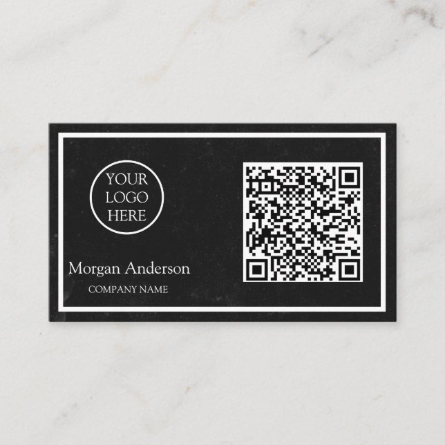 Tarjeta De Visita Logo profesional de código QR profesional negro (Anverso)