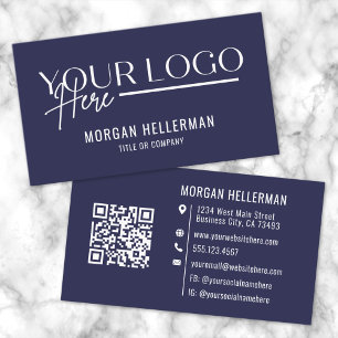 Tarjeta De Visita Logo Profesional Minimalista Moderno Azul Marino