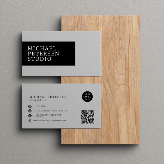 Tarjeta De Visita Logo profesional moderno código QR (Subido por el creador)