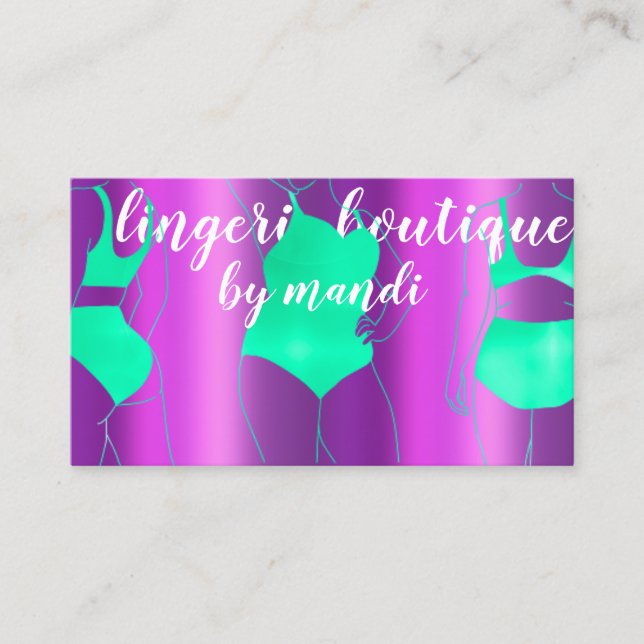Tarjeta De Visita Logo QR Code Bikini Underwear Tienda en línea Purp (Anverso)