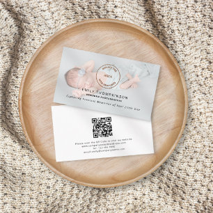 Tarjeta De Visita Logo QR Code Photo Overlay Fotógrafo recién nacido