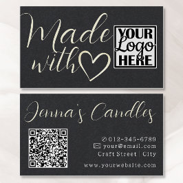 Tarjeta De Visita Logo QR Code Simple Kraft Paper Hecho Con Amor