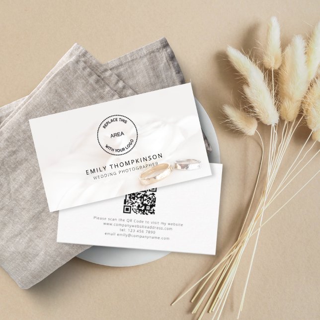 Tarjeta De Visita Logo QR Código Fotográfico Sobreposición de Boda F (Subido por el creador)