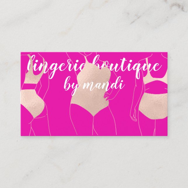 Tarjeta De Visita Logo QR Código Ropa interior Bikini Rosa rosa (Anverso)
