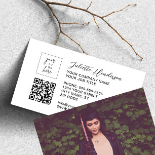 Tarjeta De Visita Logo QR Foto Moderno y Elegante Todo en Uno