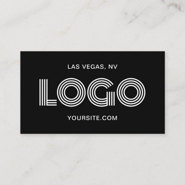 Tarjeta De Visita Logo rectangular moderno negro y blanco (Anverso)