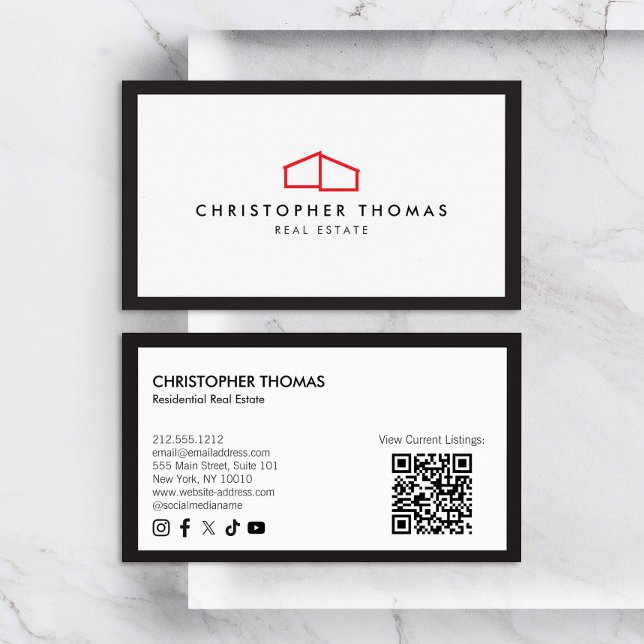 Tarjeta De Visita Logo residencial moderno Código QR inmobiliario ro (Subido por el creador)