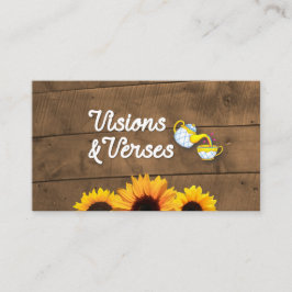 Tarjeta De Visita Logo Rustic Wood & Sunflowers Maker