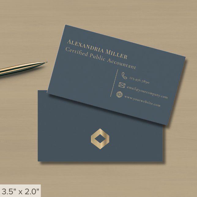 Tarjeta De Visita Logo Sencillo Elegante De Diamante De Oro (Subido por el creador)