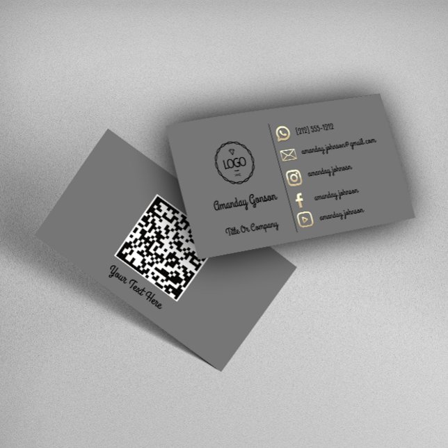 Tarjeta De Visita Logo Social Media Gold QR Code Gold You (Logo Social Media Gold QR Code Gold Graphite You Business Card)