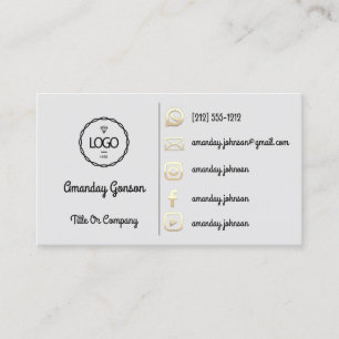 Tarjeta De Visita Logo Social Media Gold QR Code Gris dorado