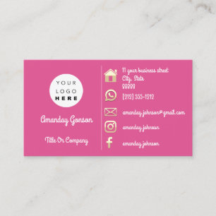 Tarjeta De Visita Logo Social Media Gold QR Dirección de código ros