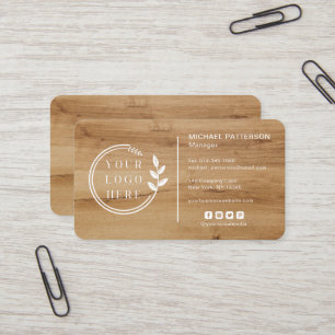 Tarjeta De Visita Logo Social Media QR Código Carpintería Madera mod