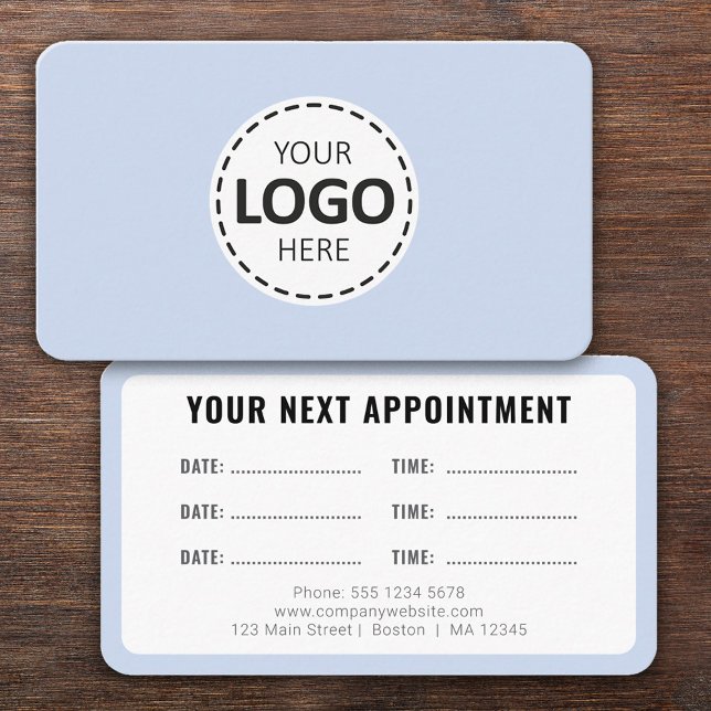 Tarjeta De Visita Logo Upload Modern Simple Appointment Baby Blue (Subido por el creador)