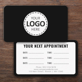 Tarjeta De Visita Logo Upload Modern Simple Appointment Black