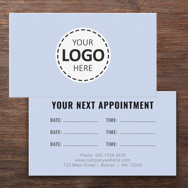 Tarjeta De Visita Logo Upload Modern Simple Appointment Blue (Subido por el creador)