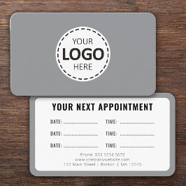 Tarjeta De Visita Logo Upload Modern Simple Appointment Gray