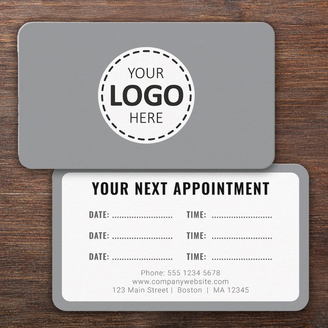Tarjeta De Visita Logo Upload Modern Simple Appointment Gray (Subido por el creador)