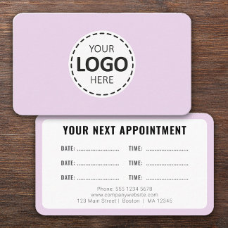 Tarjeta De Visita Logo Upload Modern Simple Appointment Lavender