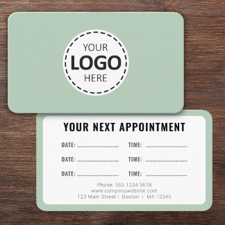 Tarjeta De Visita Logo Upload Modern Simple Appointment Olive Green