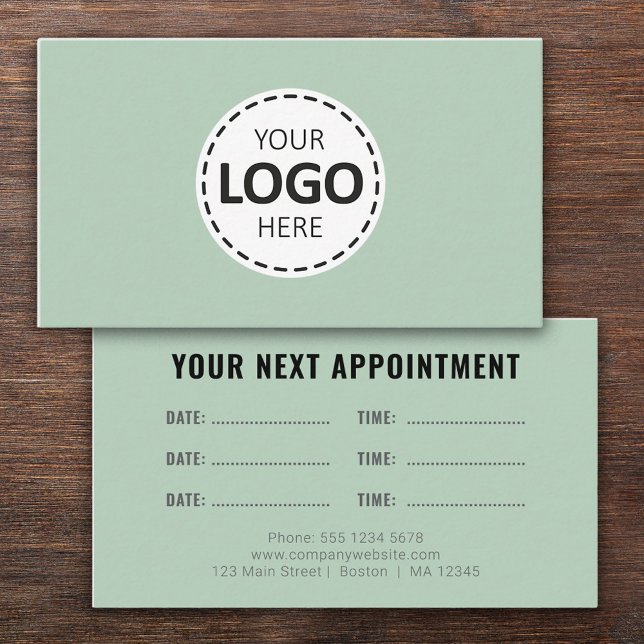 Tarjeta De Visita Logo Upload Modern Simple Appointment Olive Green (Subido por el creador)