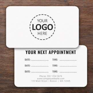 Tarjeta De Visita Logo Upload Modern Simple Appointment White