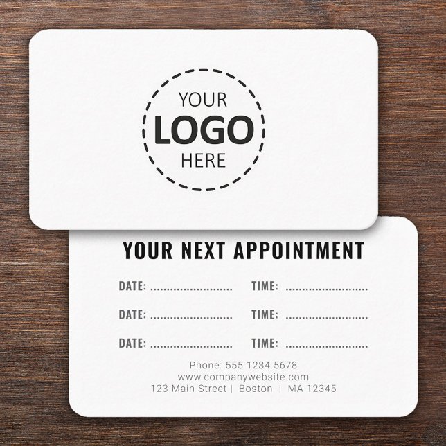 Tarjeta De Visita Logo Upload Modern Simple Appointment White (Subido por el creador)