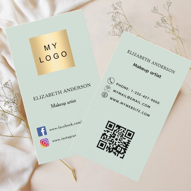 Tarjeta De Visita Logo verde sabio Código Qr medios sociales (Subido por el creador)