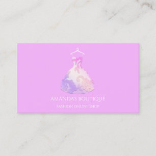 Tarjeta De Visita Logo Vestido Floral Boda de moda Evento Rosa
