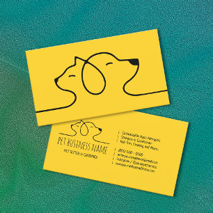 Tarjeta De Visita logo veterinario de perro y gato Petsitter amarill