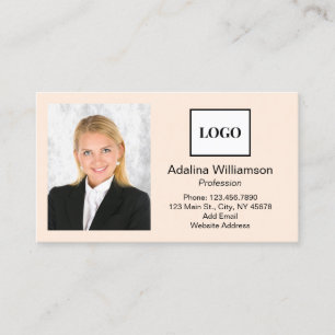 Tarjeta De Visita Logo y foto Beige profesional