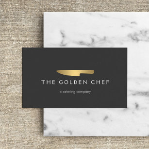 Tarjeta De Visita Logotipo 2 para la cena del chef Gold Chef, restau