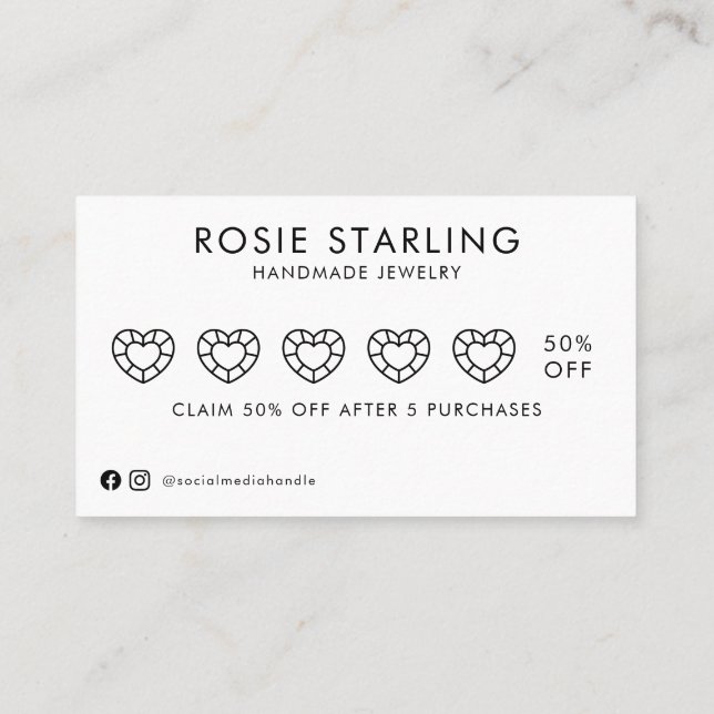 Tarjeta De Visita Logotipo acuarela Joyería hecha a mano (Reverso)