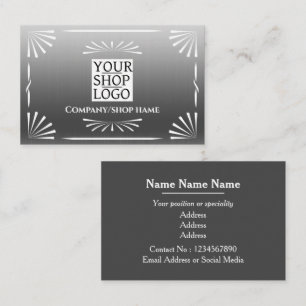 Tarjeta De Visita Logotipo Art Decó Plata