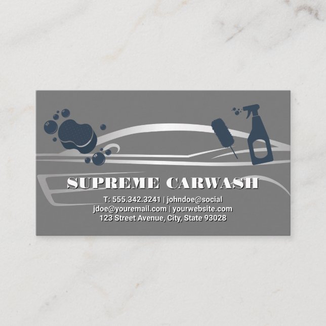 Tarjeta De Visita Logotipo automático Metalizado plateado | Herramie (Anverso)