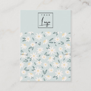 Tarjeta De Visita Logotipo azul de Aqua Floral Cute Daisy Earl
