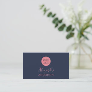 Tarjeta De Visita Logotipo azul de la Marina minimalista