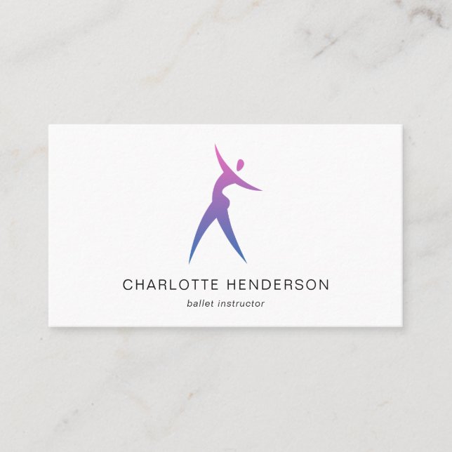 Tarjeta De Visita Logotipo azul rosa Silhouette Dance School Academy (Anverso)
