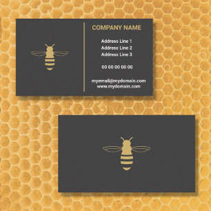 Tarjeta De Visita Logotipo Bee Elegante Minimalista Negro y apiculto
