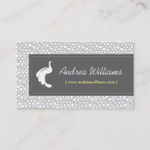 Tarjeta De Visita Logotipo blanco del pavo real del vintage -