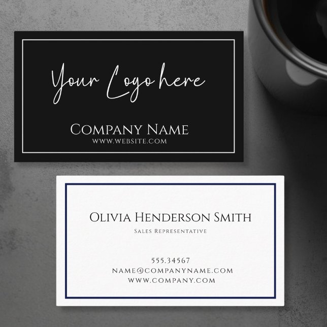 Tarjeta De Visita Logotipo Blanco y negro mínimo (Logo Minimalistic Black & White Business Card)