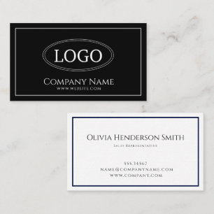 Tarjeta De Visita Logotipo Blanco y negro mínimo