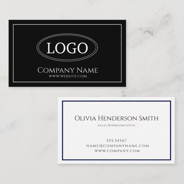 Tarjeta De Visita Logotipo Blanco y negro mínimo (Anverso / Reverso)