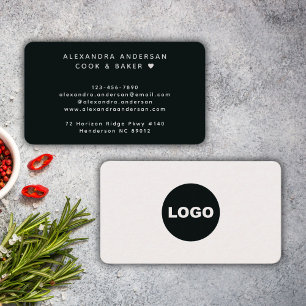 Tarjeta De Visita Logotipo blanco y negro para reposteros y catering