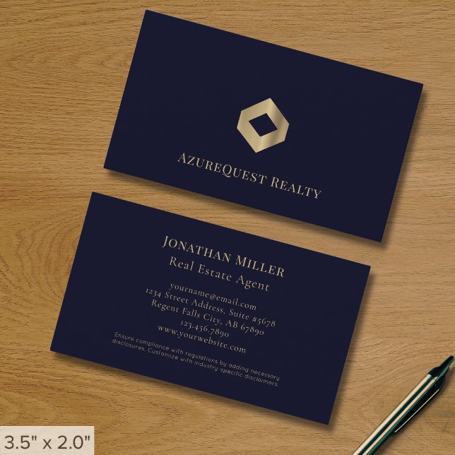 Tarjeta De Visita Logotipo Blue Professional Luxury Gold (Subido por el creador)